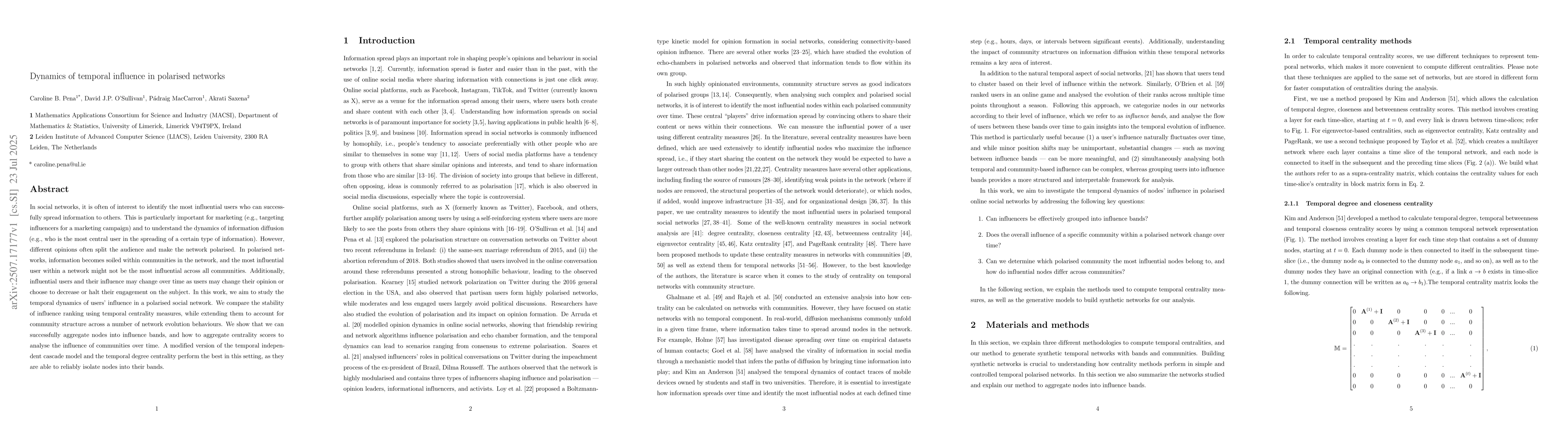 Thumbnail for Dynamics of temporal influence in polarised networks