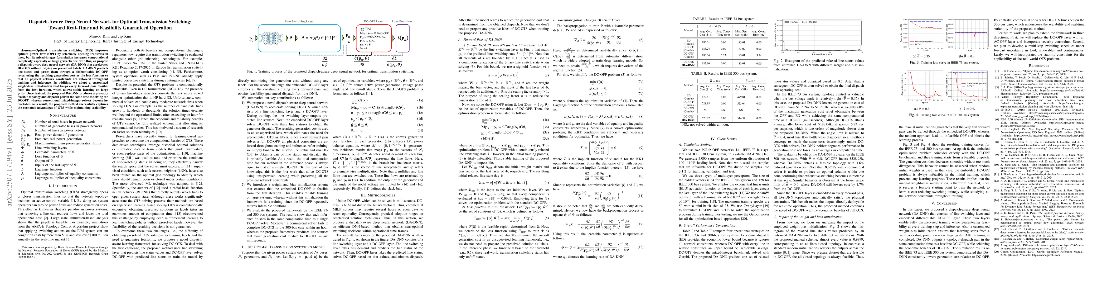 Thumbnail for Dispatch-Aware Deep Neural Network for Optimal Transmission Switching:
  Toward Real-Time and Feasibility Guaranteed Operation