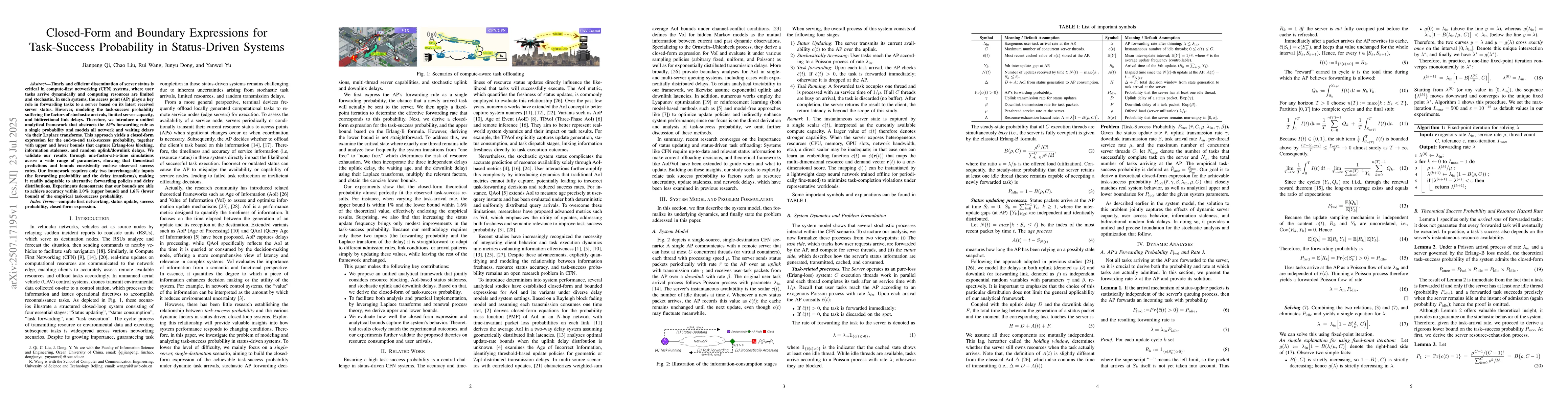 Thumbnail for Closed-Form and Boundary Expressions for Task-Success Probability in
  Status-Driven Systems