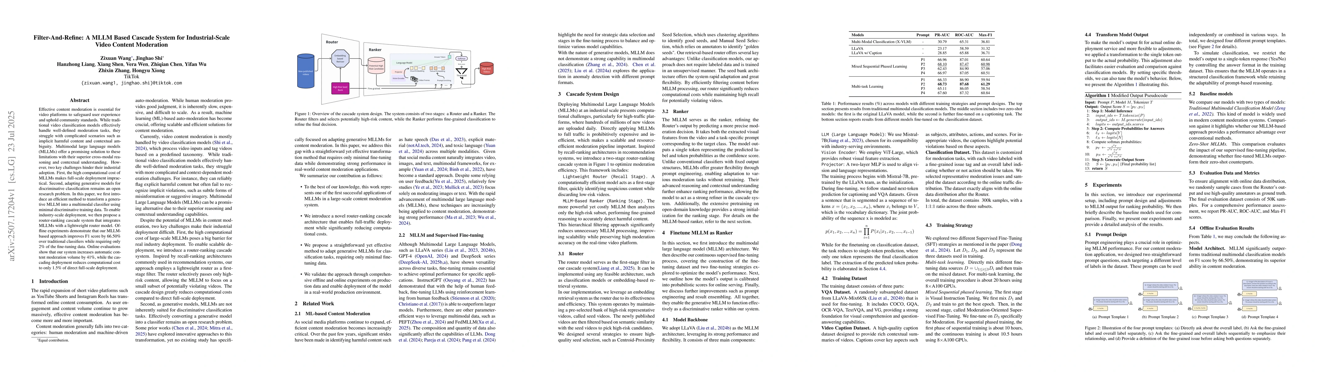 Thumbnail for Filter-And-Refine: A MLLM Based Cascade System for Industrial-Scale
  Video Content Moderation