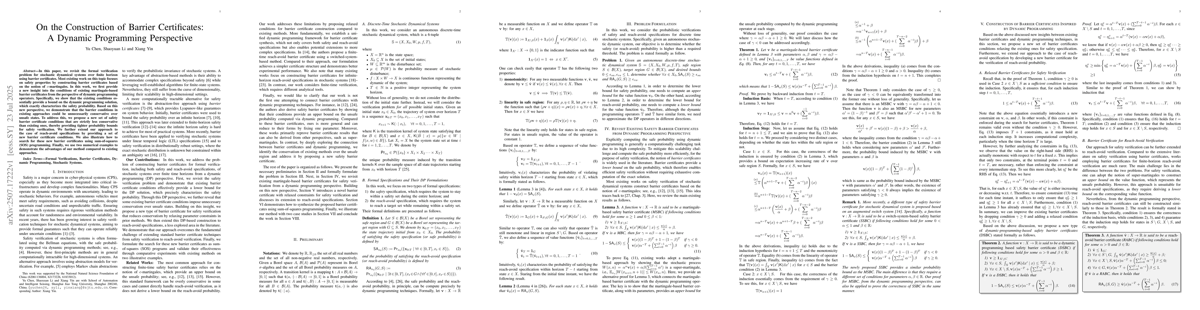 Thumbnail for On the Construction of Barrier Certificate: A Dynamic Programming
  Perspective