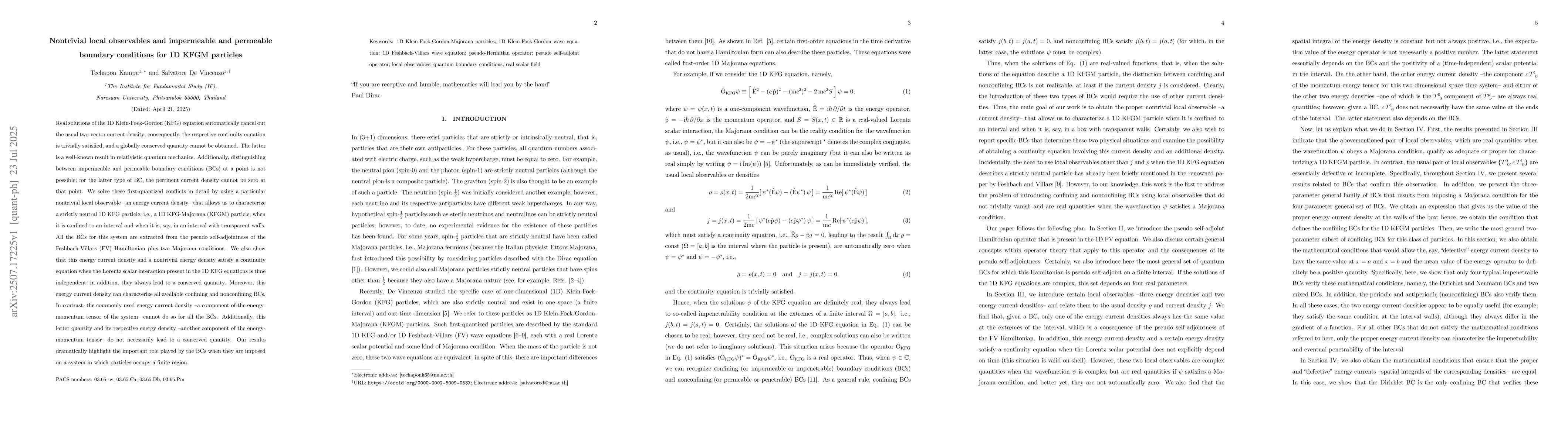 Thumbnail for Nontrivial local observables and impermeable and permeable boundary
  conditions for 1D KFGM particles