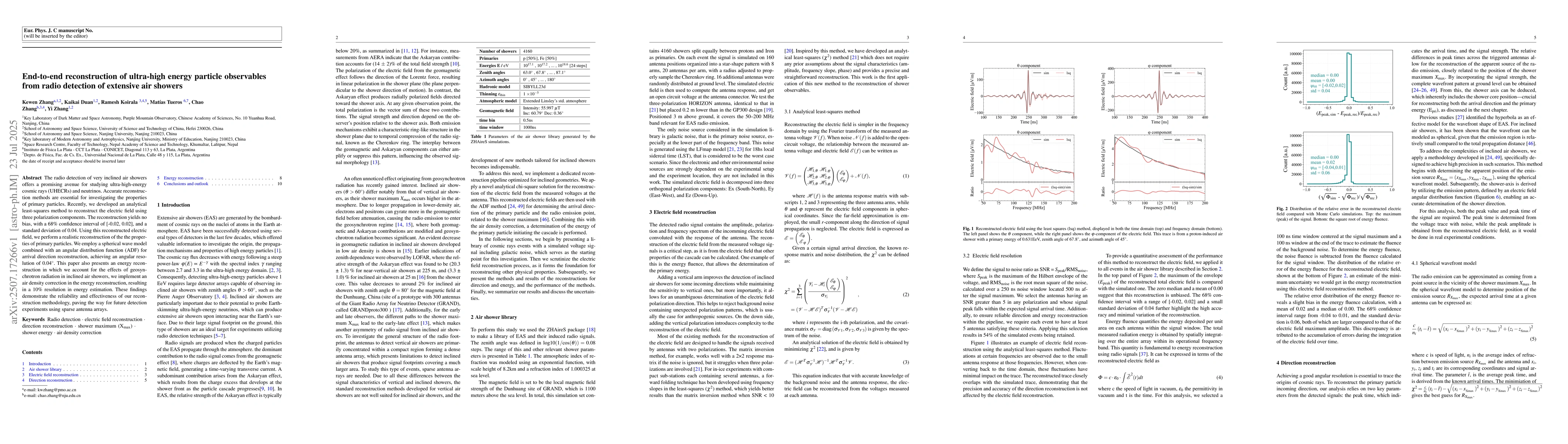 Thumbnail for End-to-end reconstruction of ultra-high energy particle observables from
  radio detection of extensive air showers