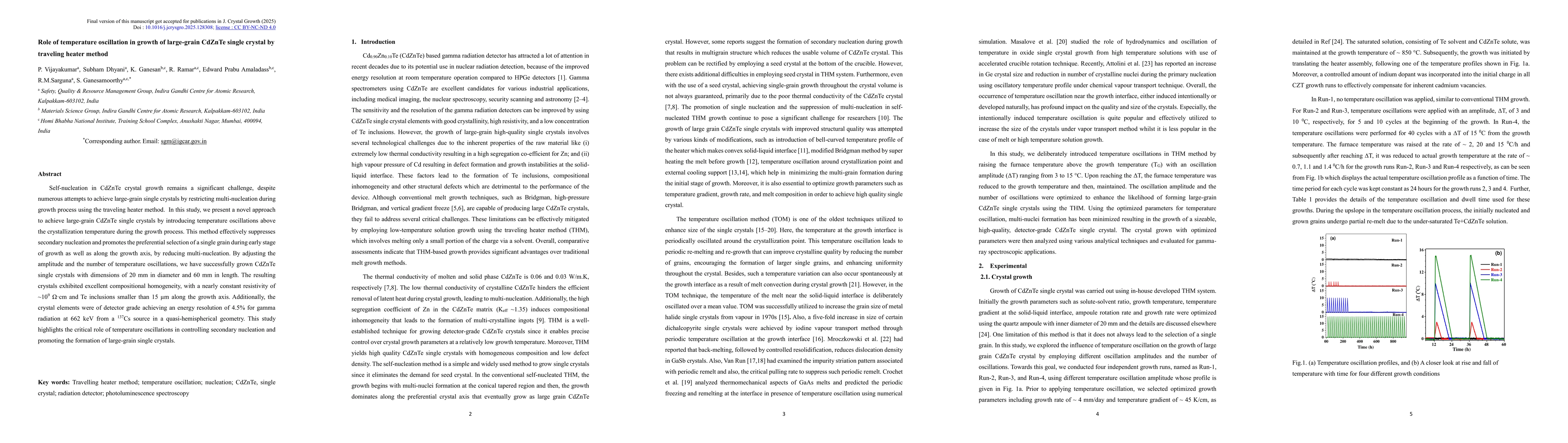 Thumbnail for Role of temperature oscillation in growth of large-grain CdZnTe single
  crystal by traveling heater method