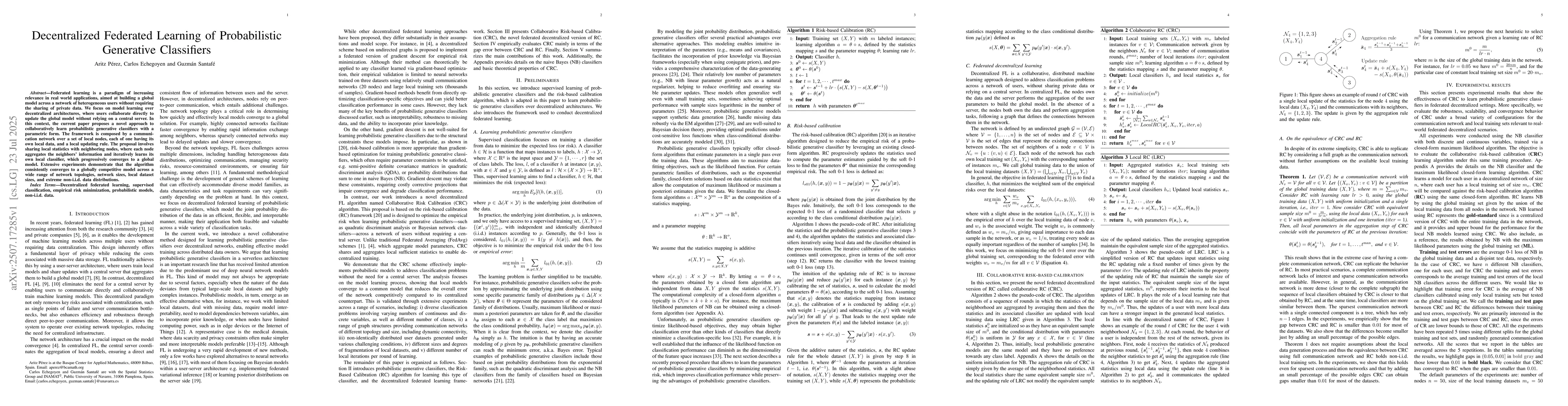 Thumbnail for Decentralized Federated Learning of Probabilistic Generative Classifiers
