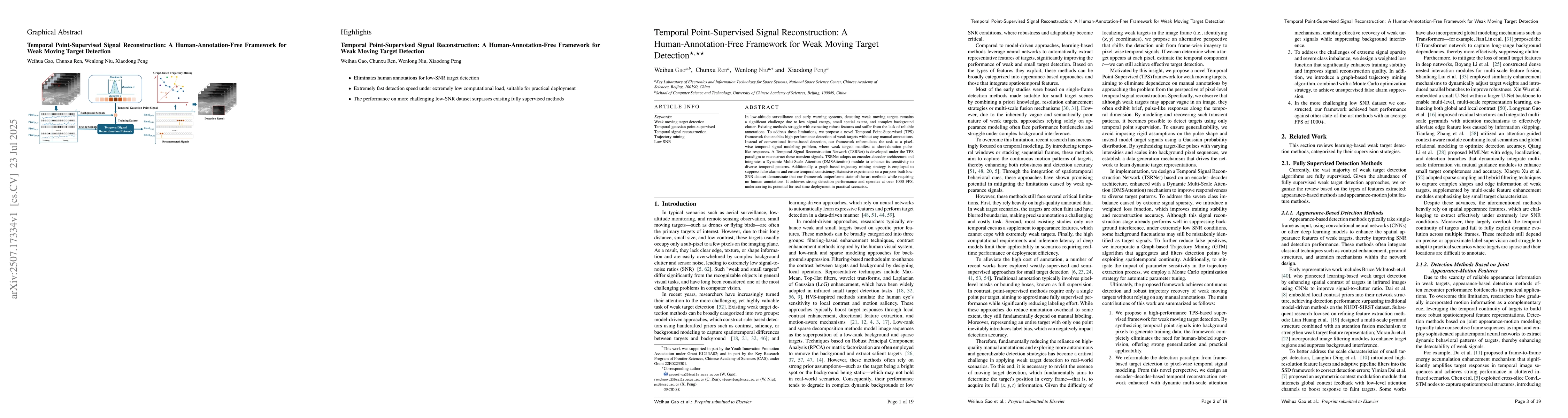 Thumbnail for Temporal Point-Supervised Signal Reconstruction: A Human-Annotation-Free
  Framework for Weak Moving Target Detection