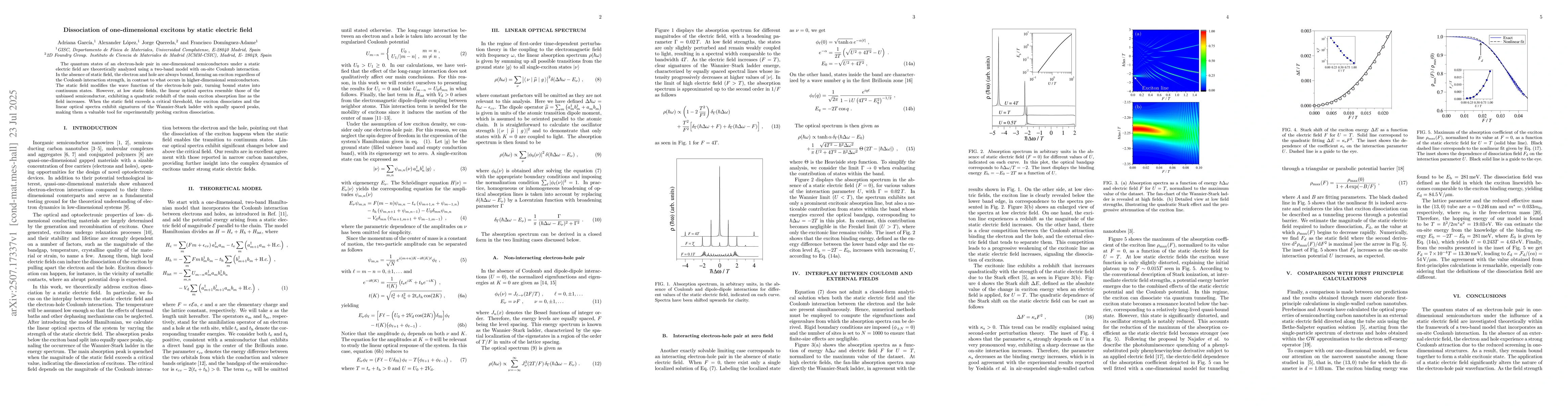 Thumbnail for Dissociation of one-dimensional excitons by static electric field