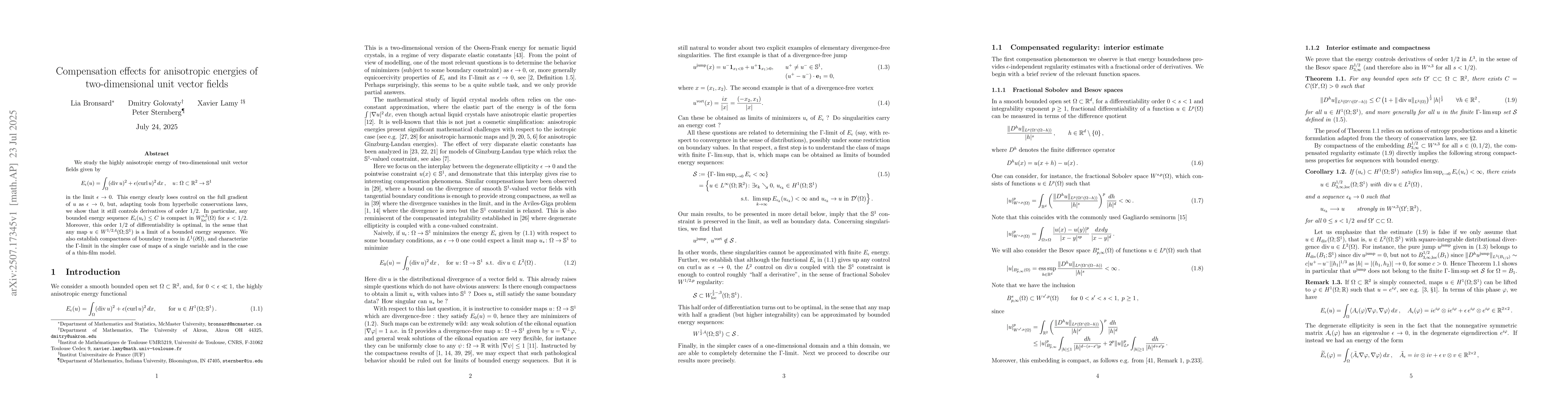 Thumbnail for Compensation effects for anisotropic energies of two-dimensional unit
  vector fields