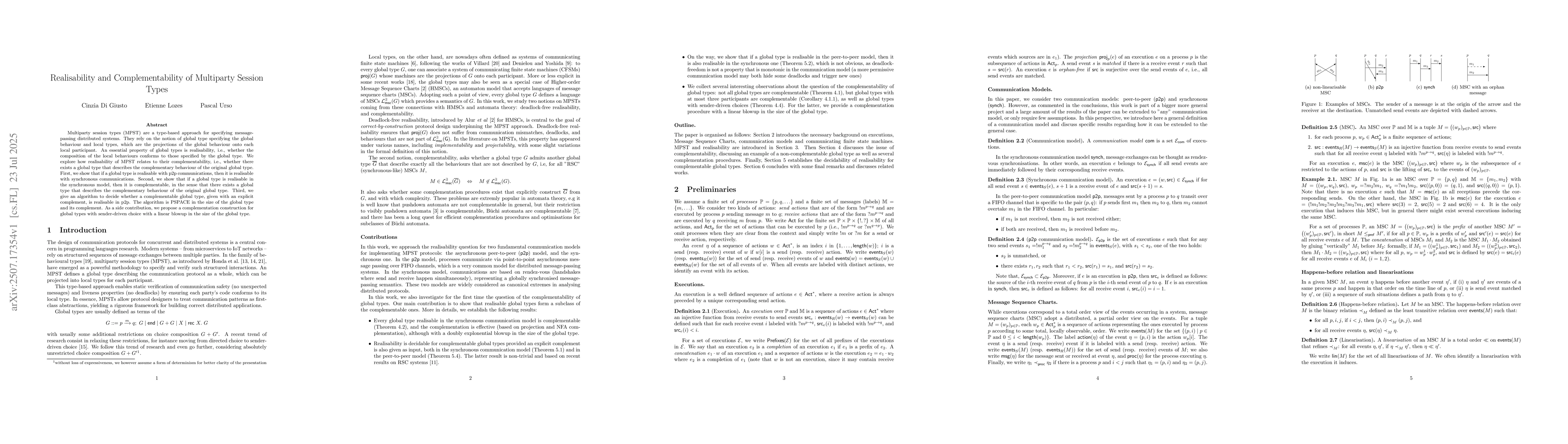 Thumbnail for Realisability and Complementability of Multiparty Session Types