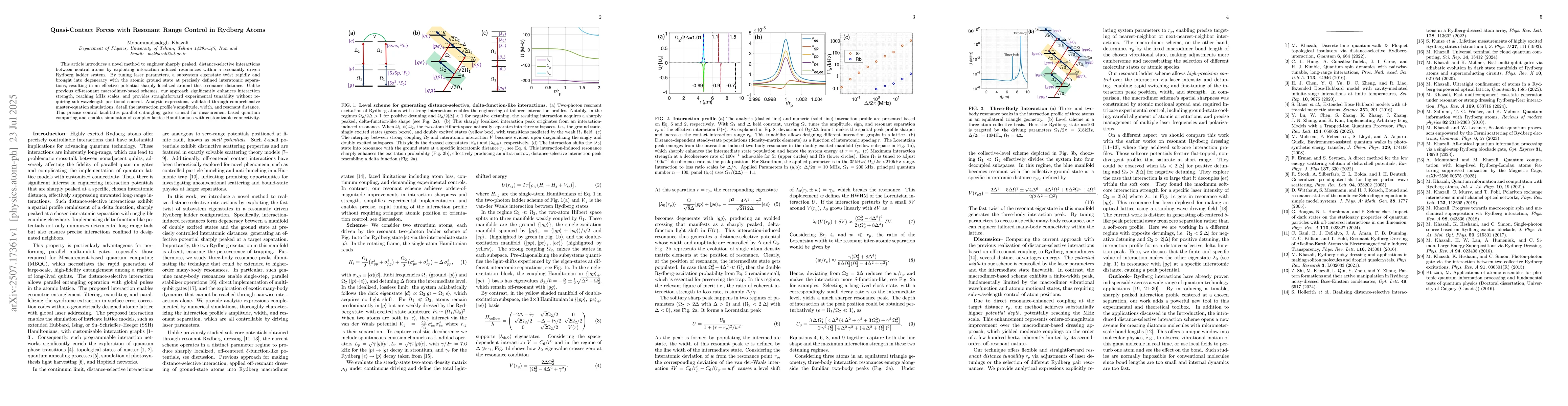 Thumbnail for Quasi-Contact Forces with Resonant Range Control in Rydberg Atoms