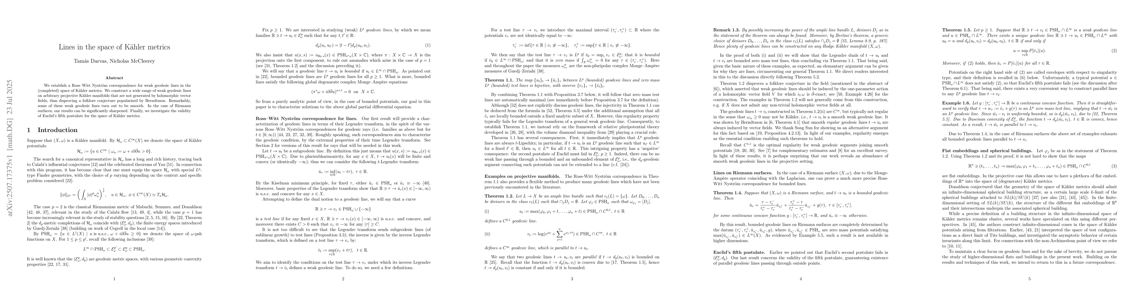 Thumbnail for Lines in the space of Kähler metrics