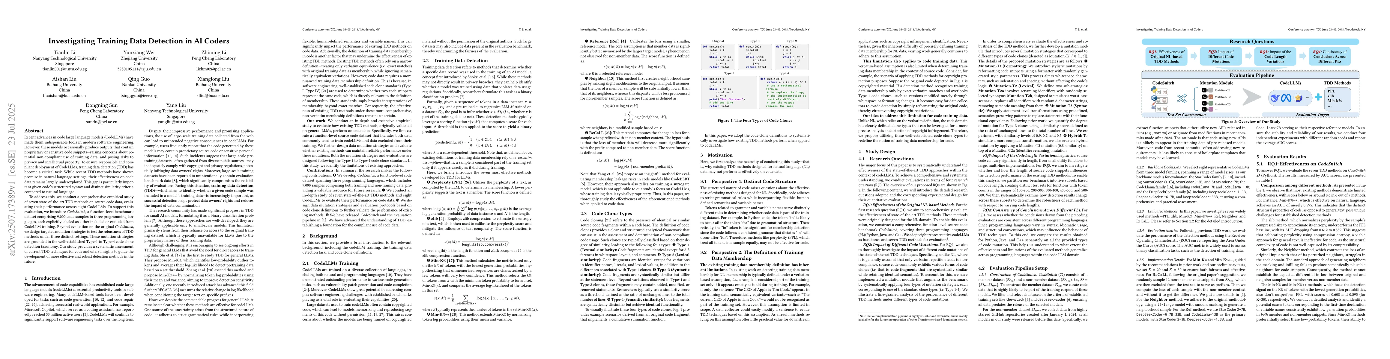 Thumbnail for Investigating Training Data Detection in AI Coders