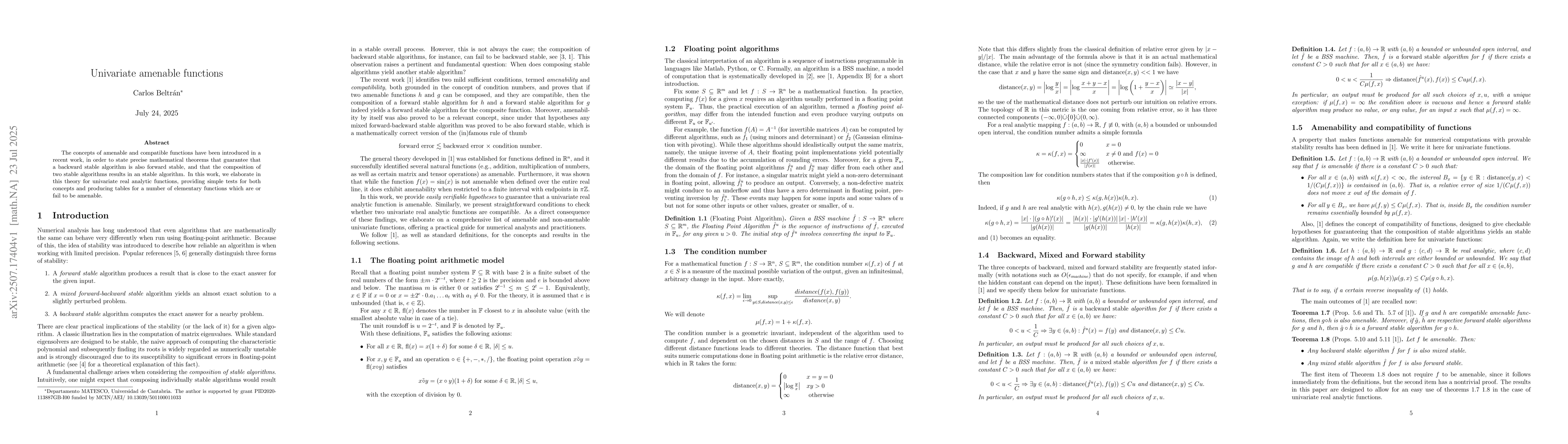 Thumbnail for Univariate amenable functions