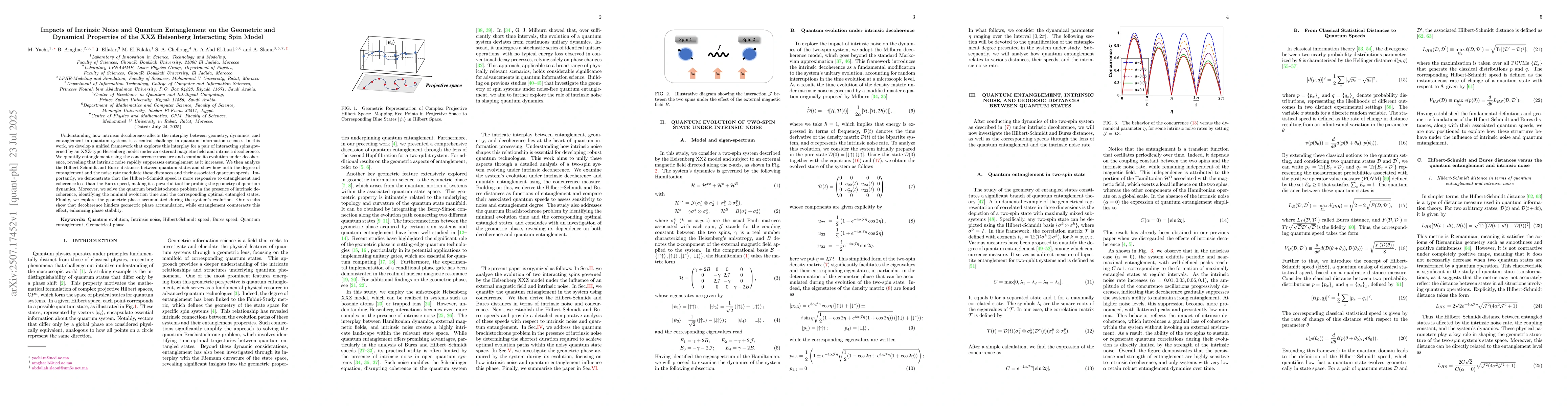 Thumbnail for Impacts of Intrinsic Noise and Quantum Entanglement on the Geometric and
  Dynamical Properties of the XXZ Heisenberg Interacting Spin Model