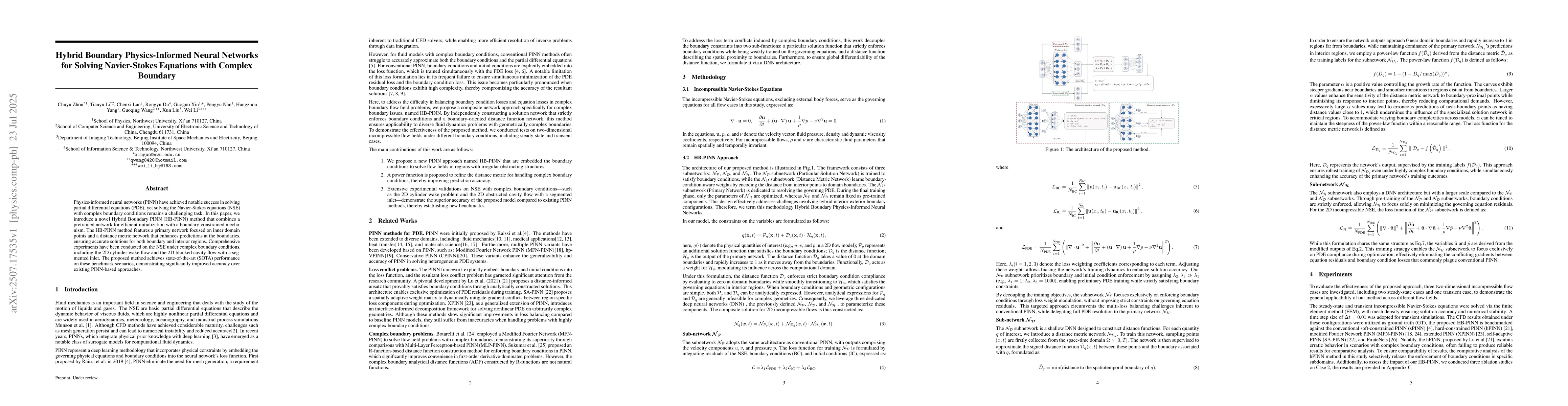 Thumbnail for Hybrid Boundary Physics-Informed Neural Networks for Solving
  Navier-Stokes Equations with Complex Boundary