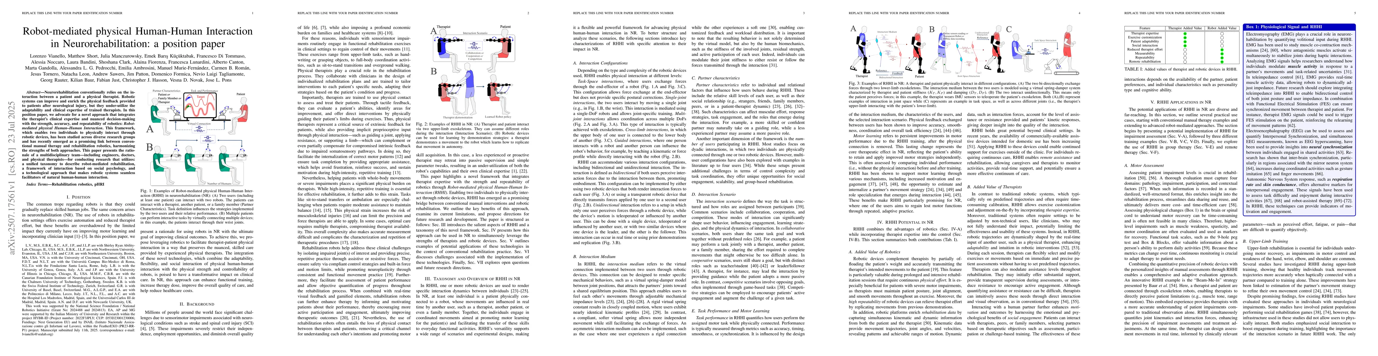 Thumbnail for Robot-mediated physical Human-Human Interaction in Neurorehabilitation:
  a position paper