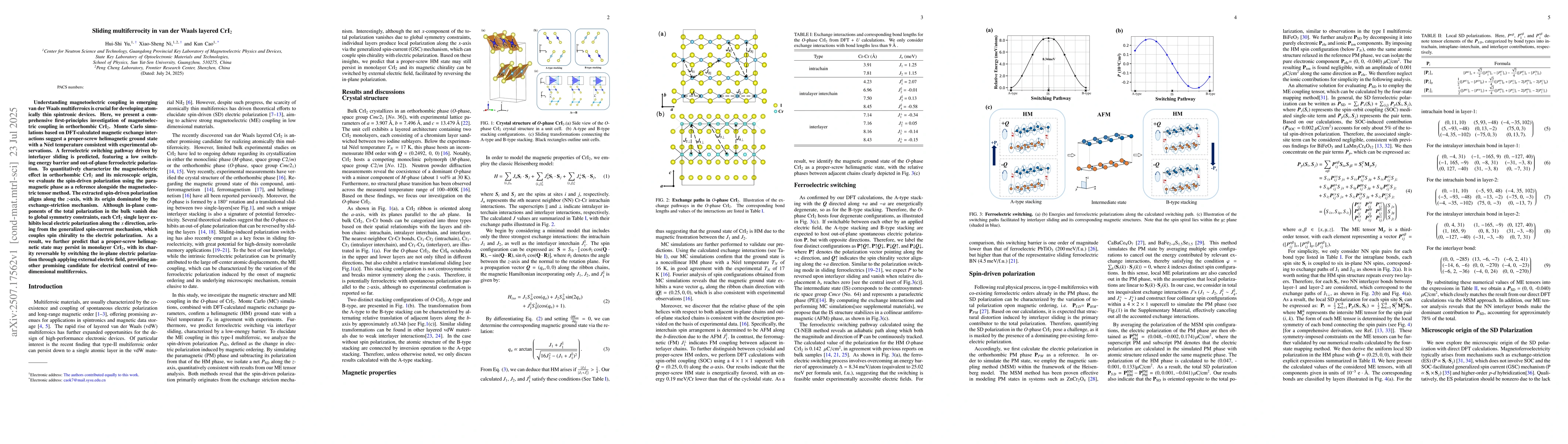Thumbnail for Sliding multiferrocity in van der Waals layered CrI$_2$
