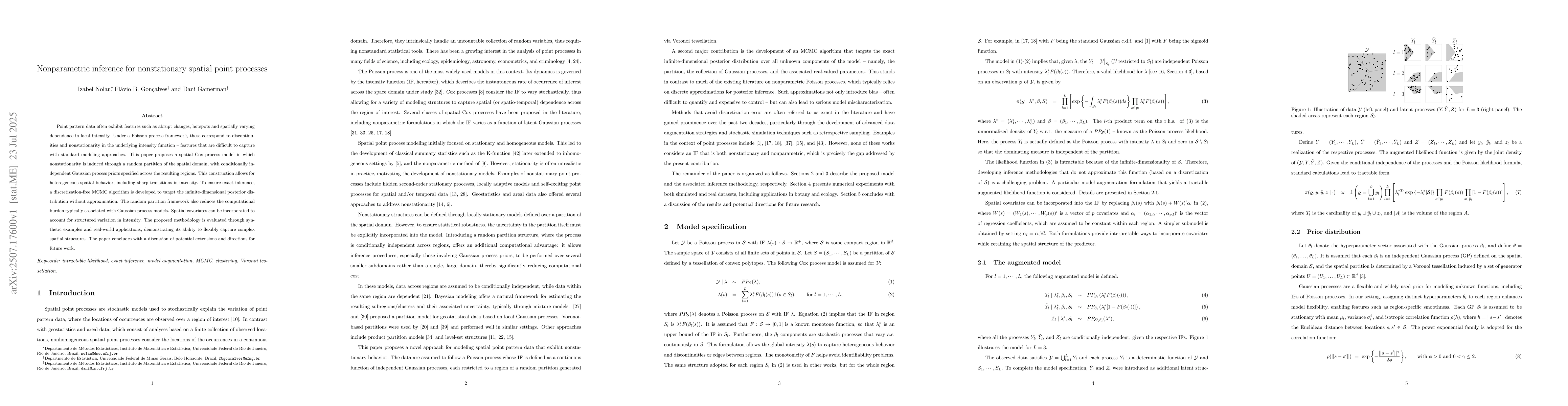 Thumbnail for Nonparametric inference for nonstationary spatial point processes