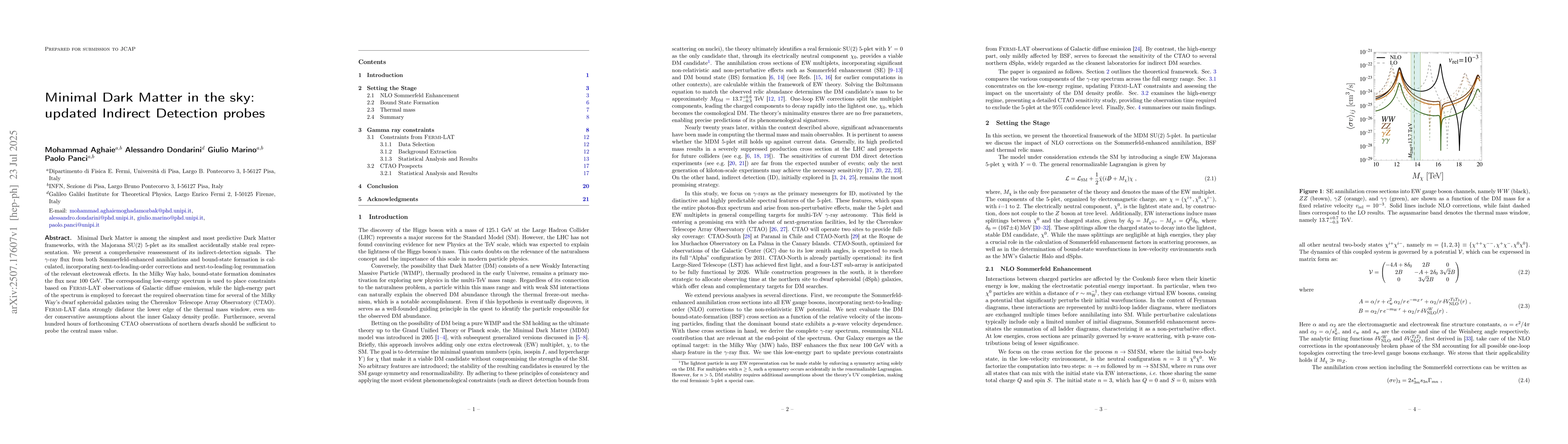 Thumbnail for Minimal Dark Matter in the sky: updated Indirect Detection probes