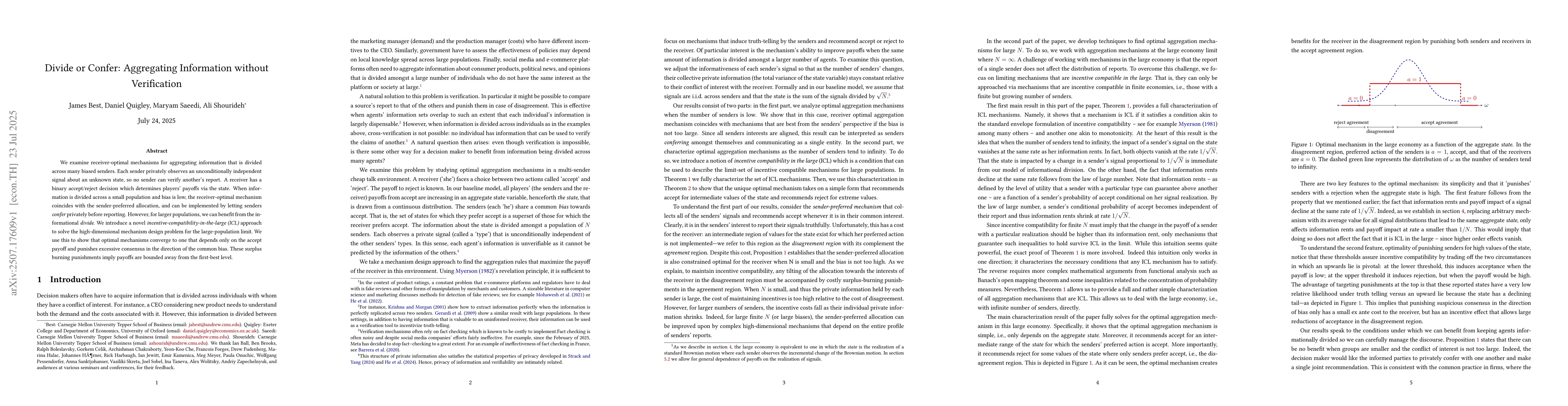 Thumbnail for Divide or Confer: Aggregating Information without Verification
