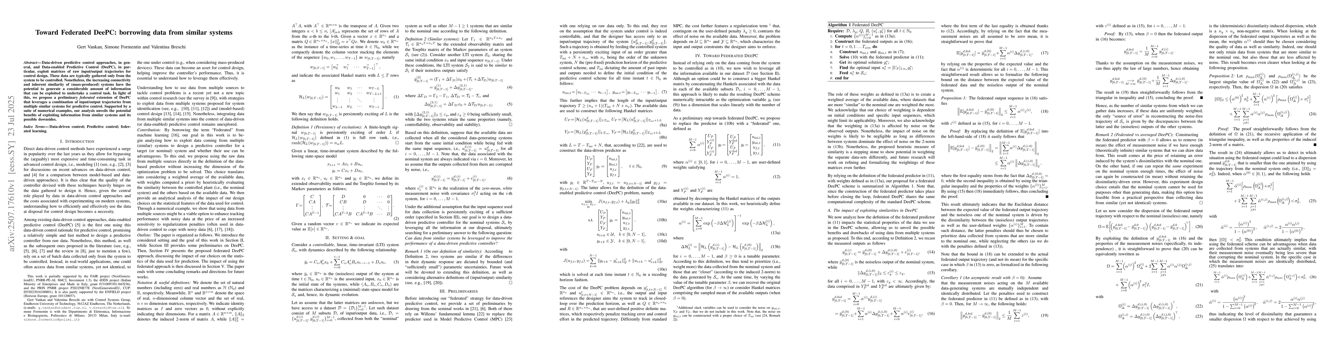 Thumbnail for Toward Federated DeePC: borrowing data from similar systems
