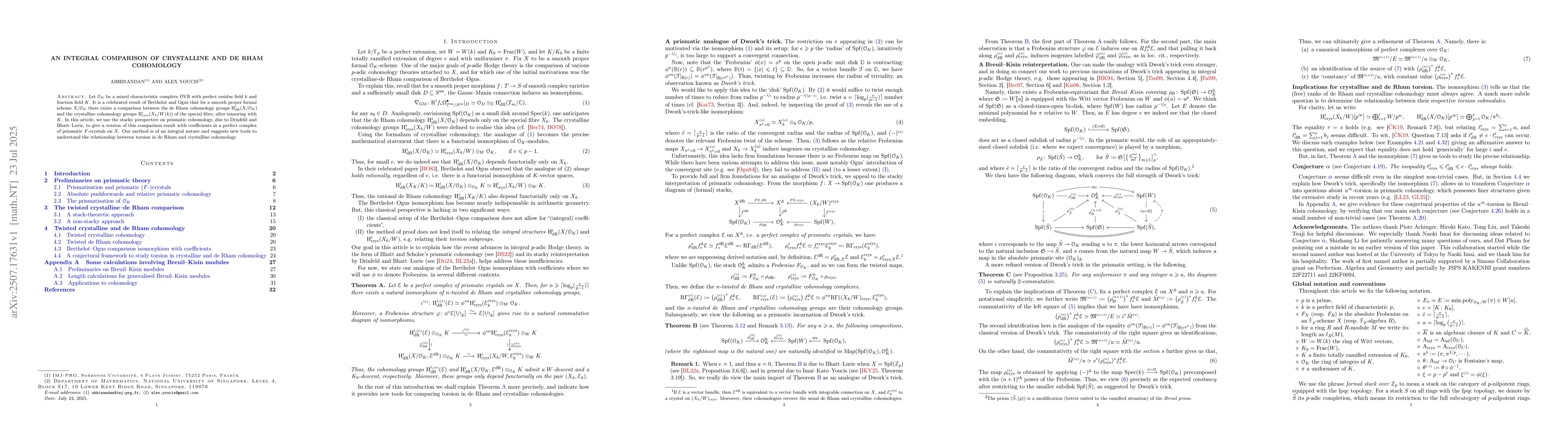 Thumbnail for An integral comparison of crystalline and de Rham cohomology
