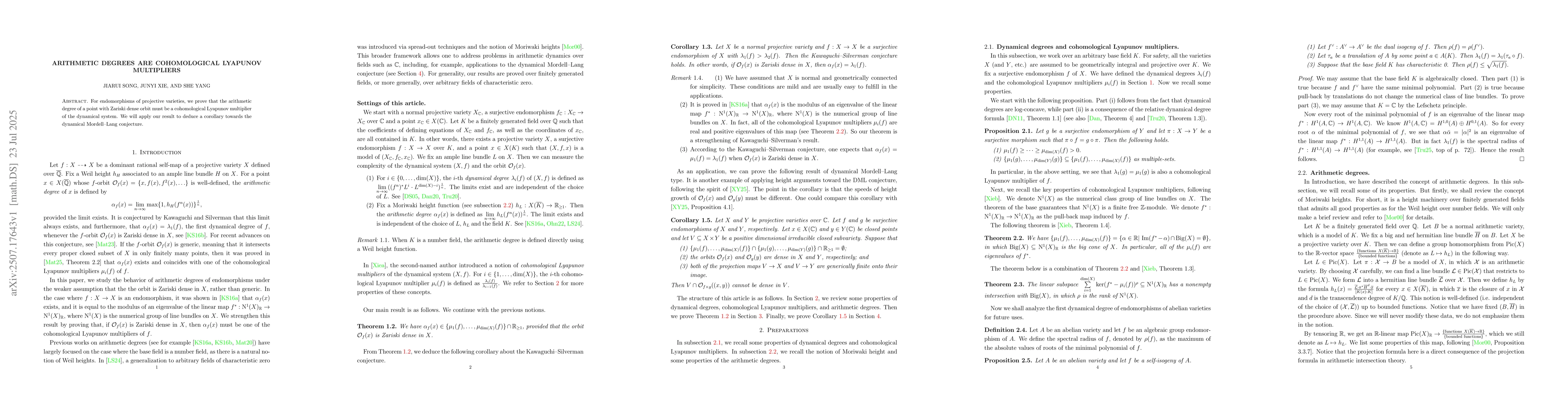 Thumbnail for Arithmetic Degrees are Cohomological Lyapunov Multipliers