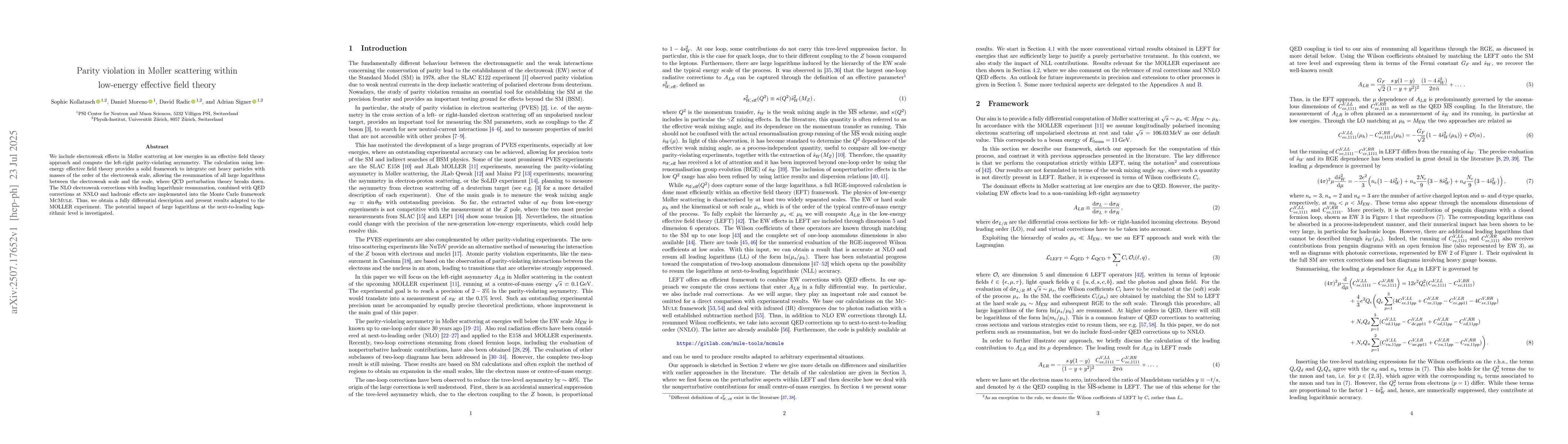 Thumbnail for Parity violation in Møller scattering within low-energy effective
  field theory