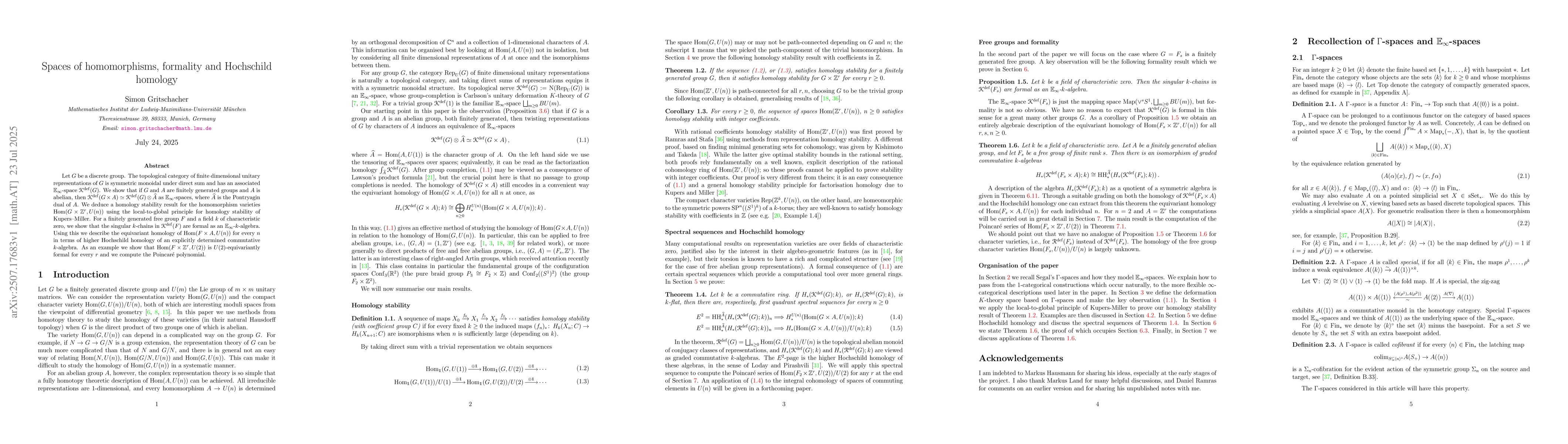 Thumbnail for Spaces of homomorphisms, formality and Hochschild homology