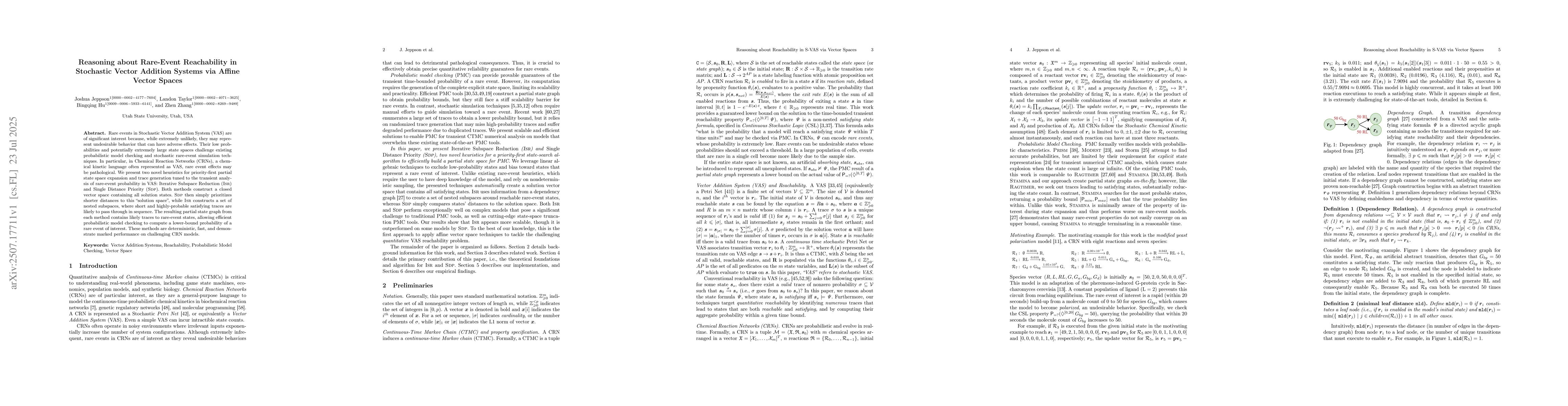 Thumbnail for Reasoning about Rare-Event Reachability in Stochastic Vector Addition
  Systems via Affine Vector Spaces
