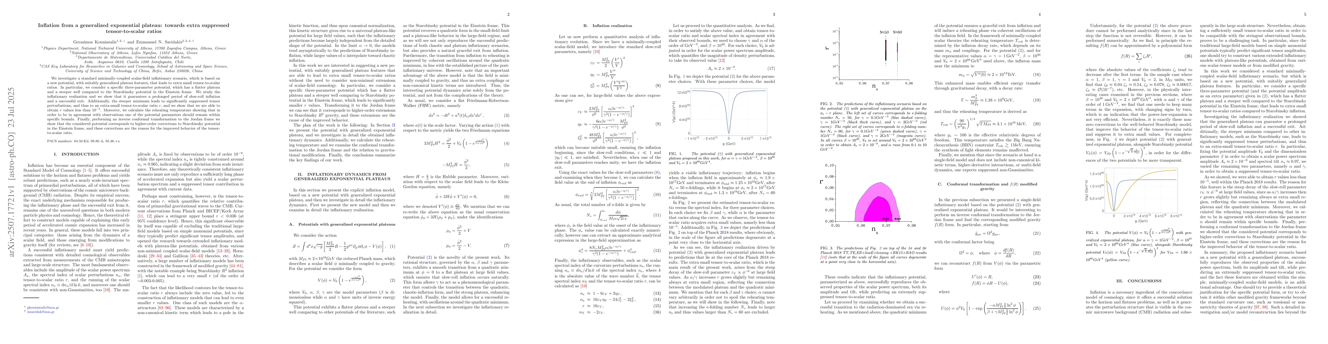 Thumbnail for Inflation from a generalized exponential plateau: towards extra
  suppressed tensor-to-scalar ratios