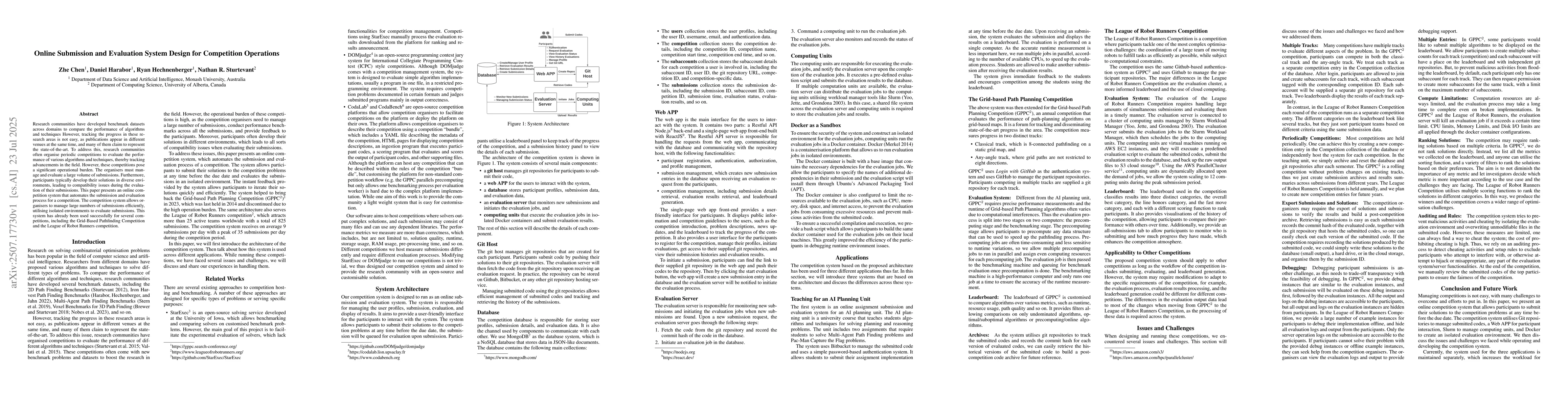 Thumbnail for Online Submission and Evaluation System Design for Competition
  Operations