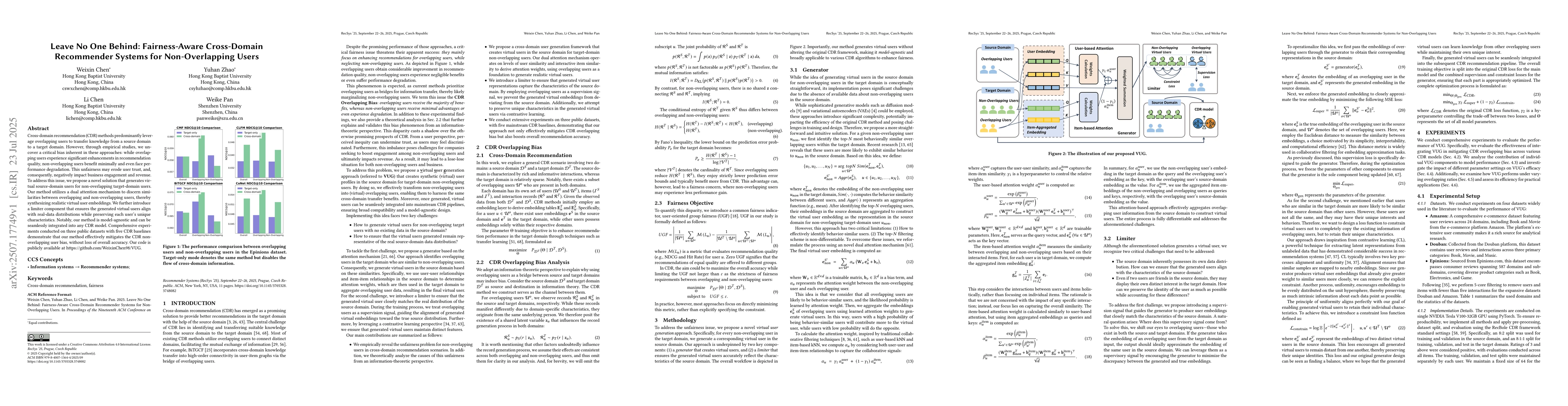 Thumbnail for Leave No One Behind: Fairness-Aware Cross-Domain Recommender Systems for
  Non-Overlapping Users