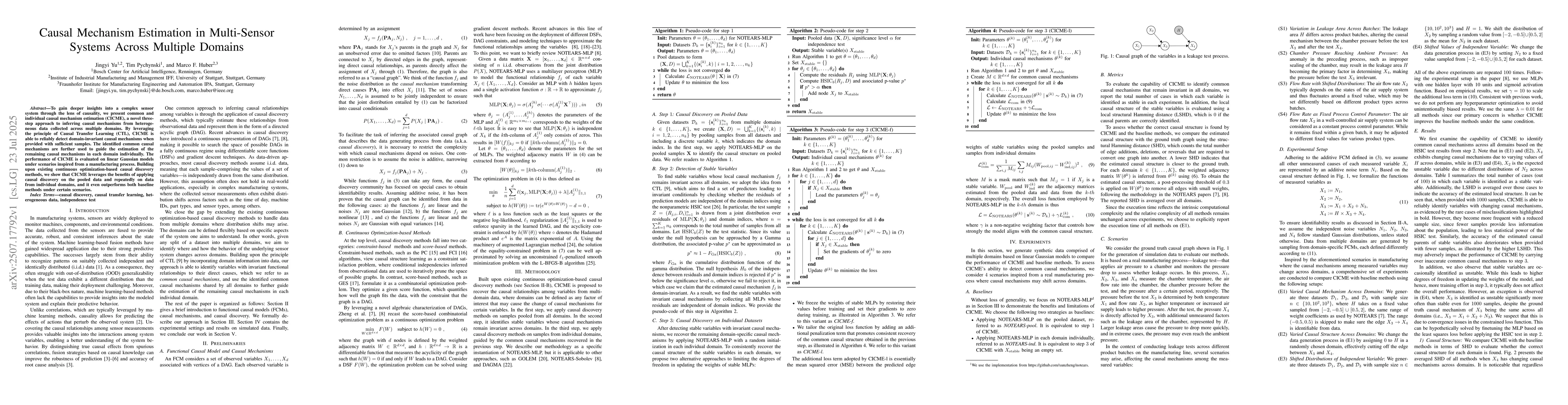 Thumbnail for Causal Mechanism Estimation in Multi-Sensor Systems Across Multiple
  Domains