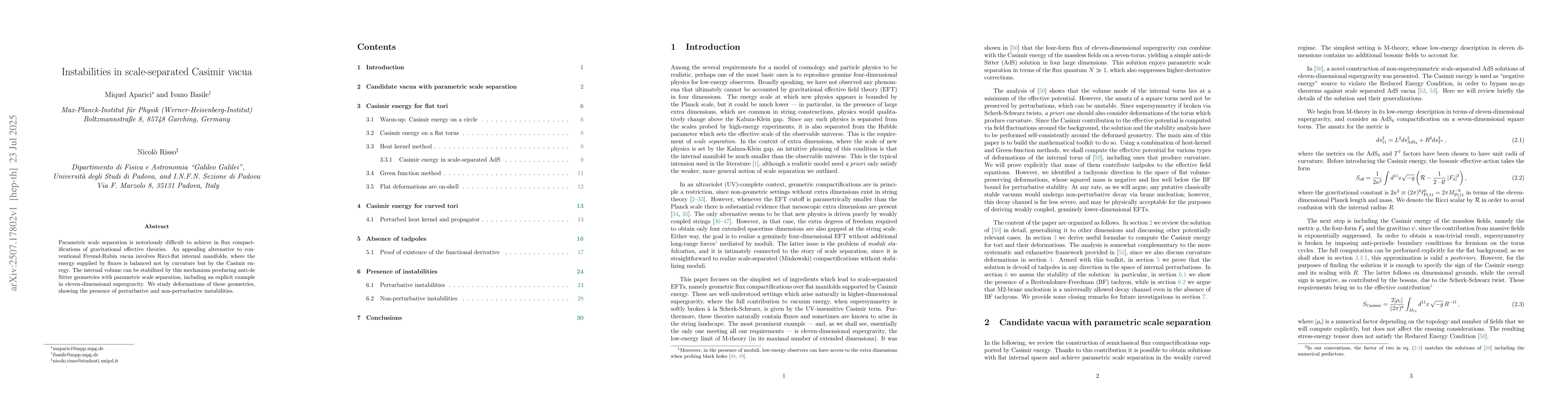 Thumbnail for Instabilities in scale-separated Casimir vacua