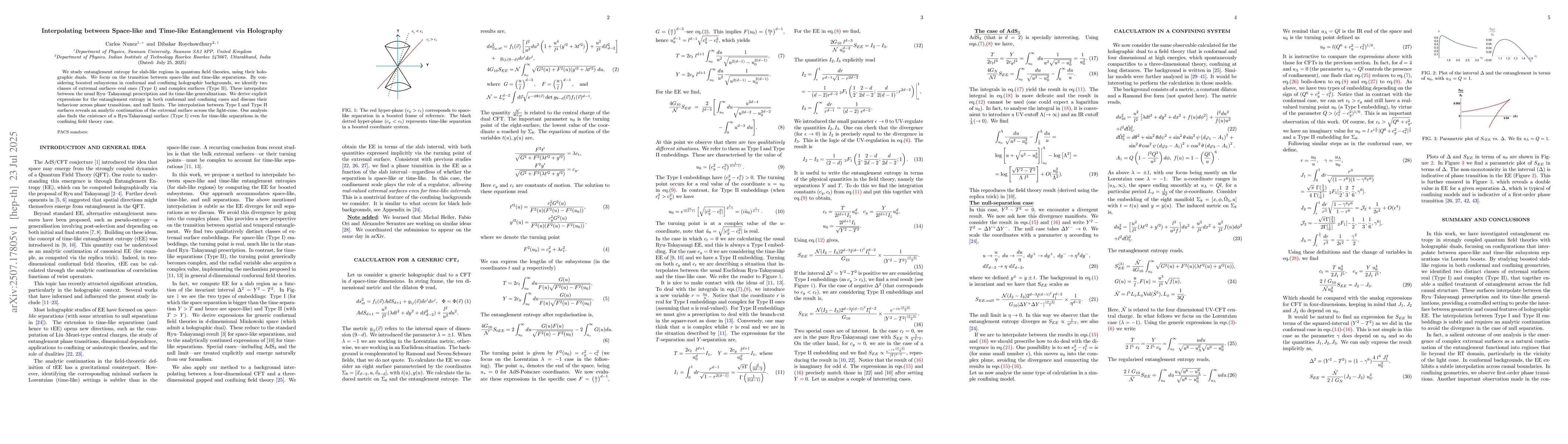 Thumbnail for Interpolating between Space-like and Time-like Entanglement via
  Holography