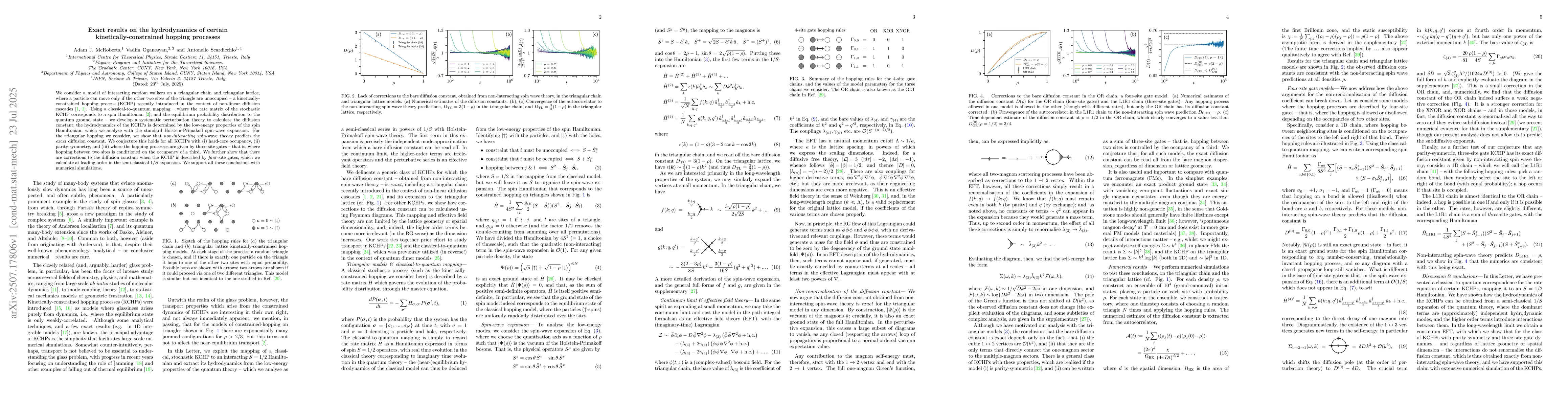 Thumbnail for Exact results on the hydrodynamics of certain kinetically-constrained
  hopping processes