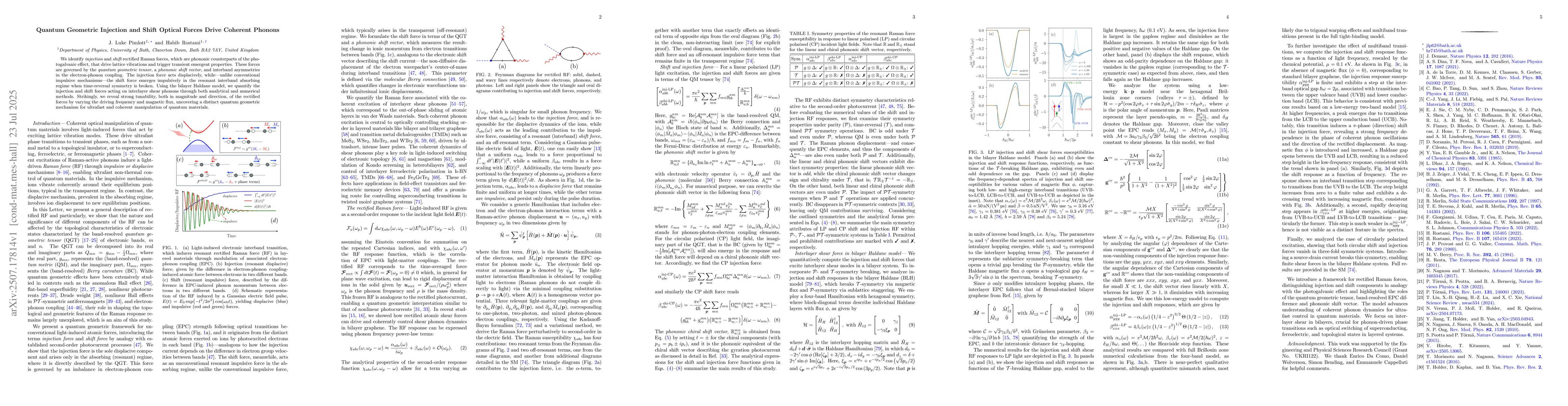 Thumbnail for Quantum Geometric Injection and Shift Optical Forces Drive Coherent
  Phonons