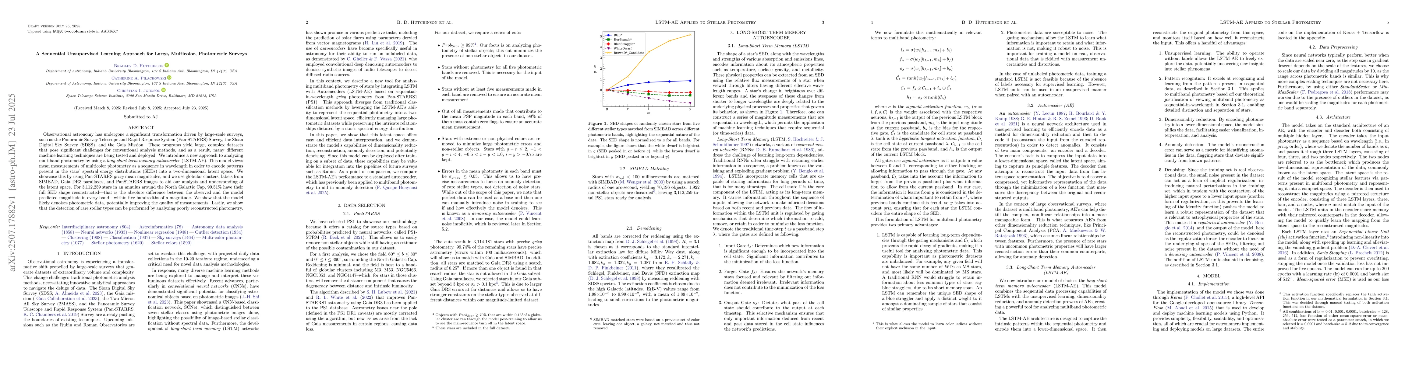 Thumbnail for A Sequential Unsupervised Learning Approach for Large, Multicolor,
  Photometric Surveys