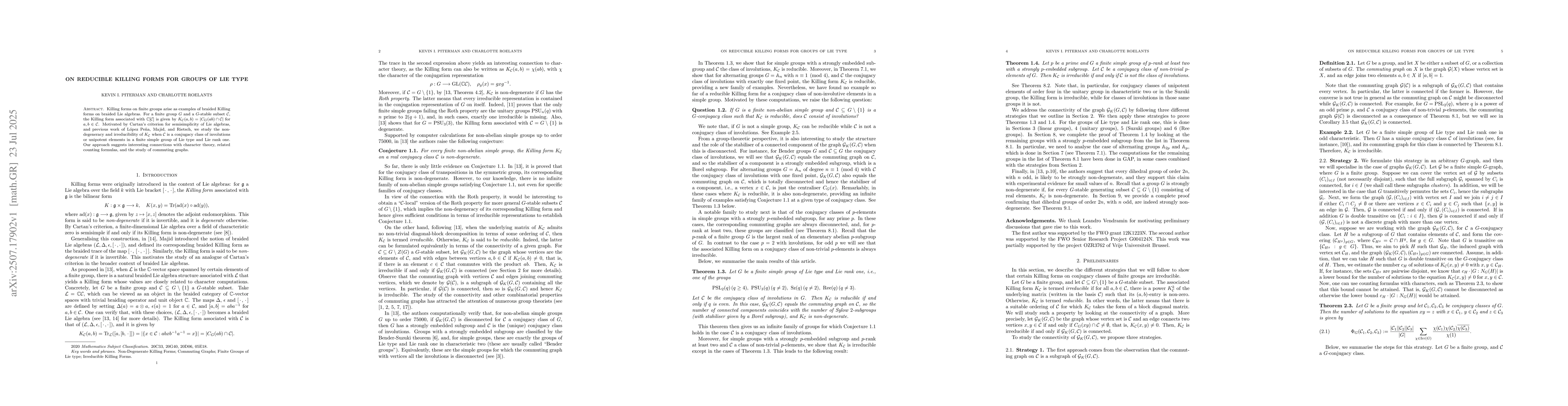 Thumbnail for On reducible Killing forms for groups of Lie type