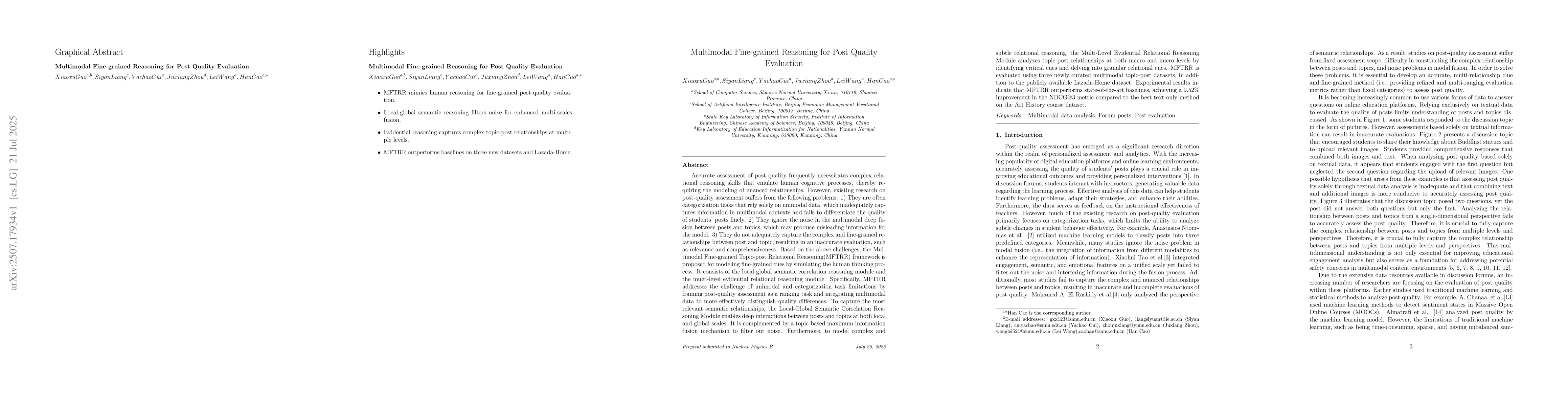 Thumbnail for Multimodal Fine-grained Reasoning for Post Quality Evaluation