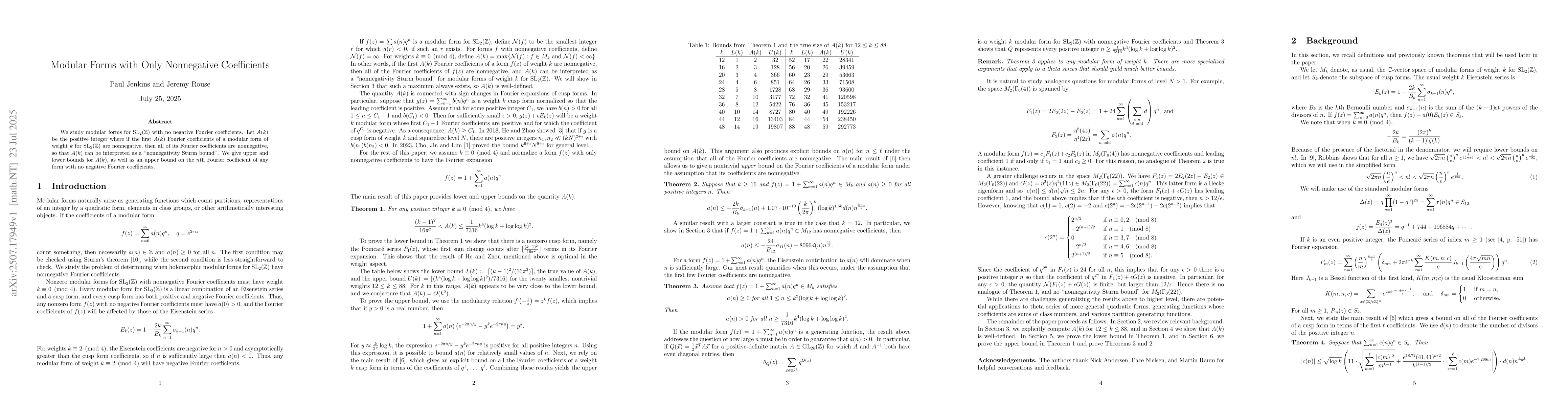 Thumbnail for Modular Forms with Only Nonnegative Coefficients