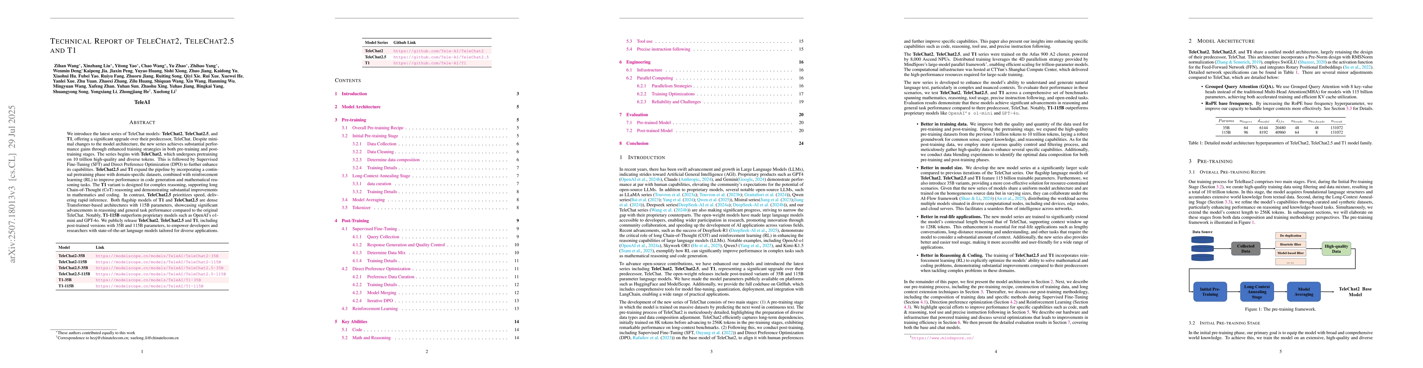 Thumbnail for Technical Report of TeleChat2, TeleChat2.5 and T1