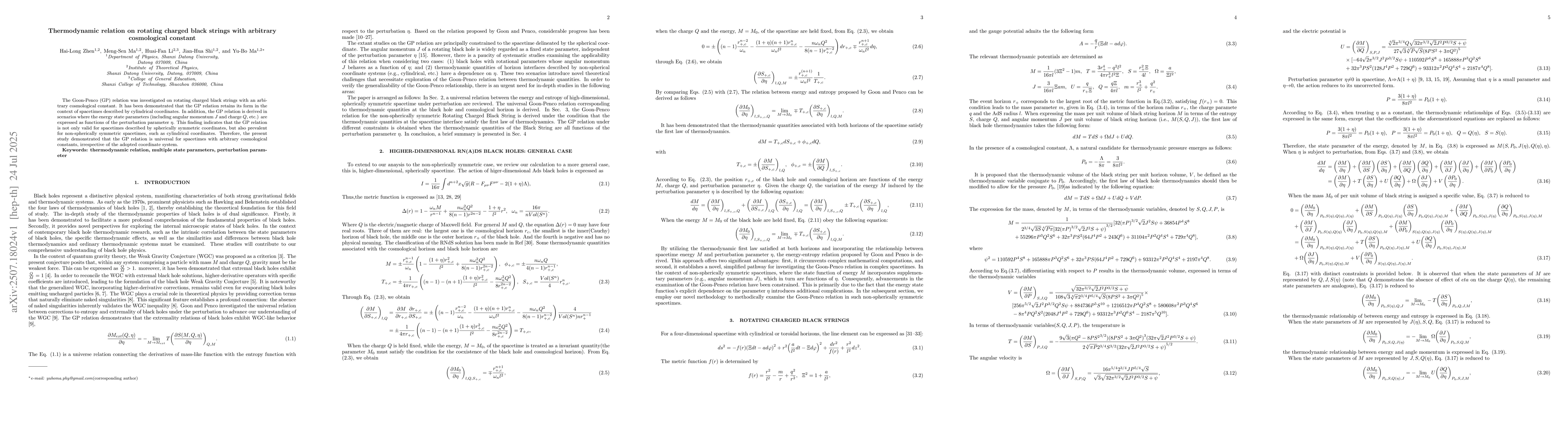 Thumbnail for Thermodynamic relation on rotating charged black strings with arbitrary
  cosmological constant