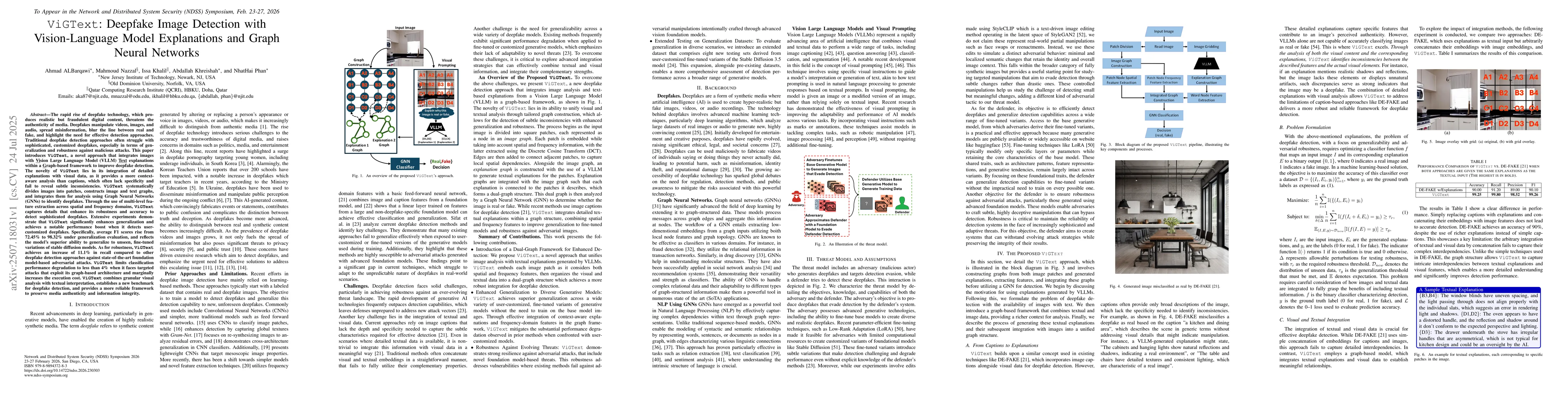 Thumbnail for ViGText: Deepfake Image Detection with Vision-Language Model
  Explanations and Graph Neural Networks