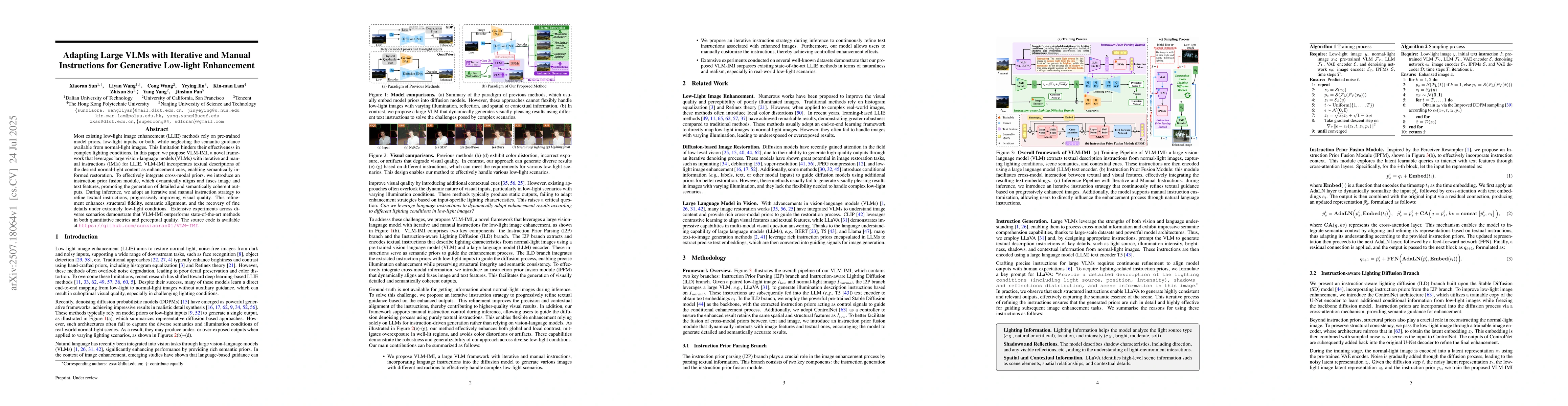 Thumbnail for Adapting Large VLMs with Iterative and Manual Instructions for
  Generative Low-light Enhancement