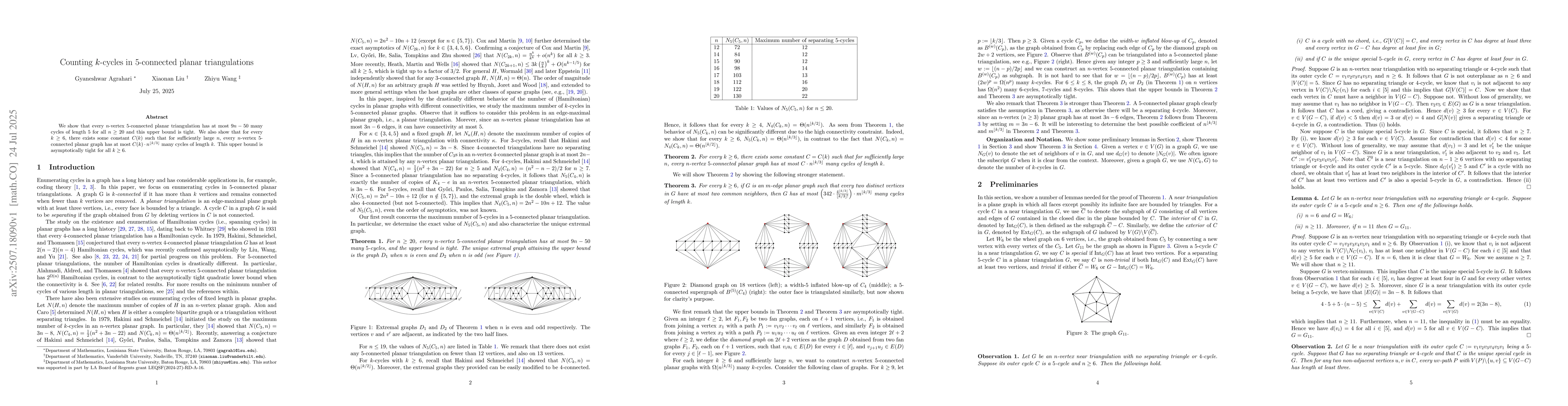 Thumbnail for Counting $k$-cycles in $5$-connected planar triangulations