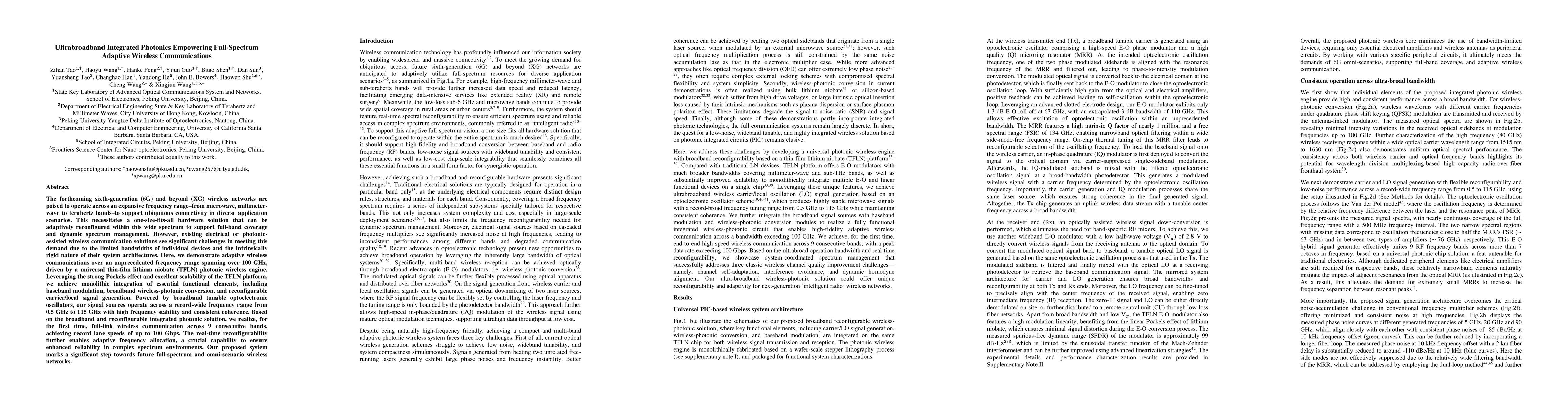 Thumbnail for Ultrabroadband Integrated Photonics Empowering Full-Spectrum Adaptive
  Wireless Communications