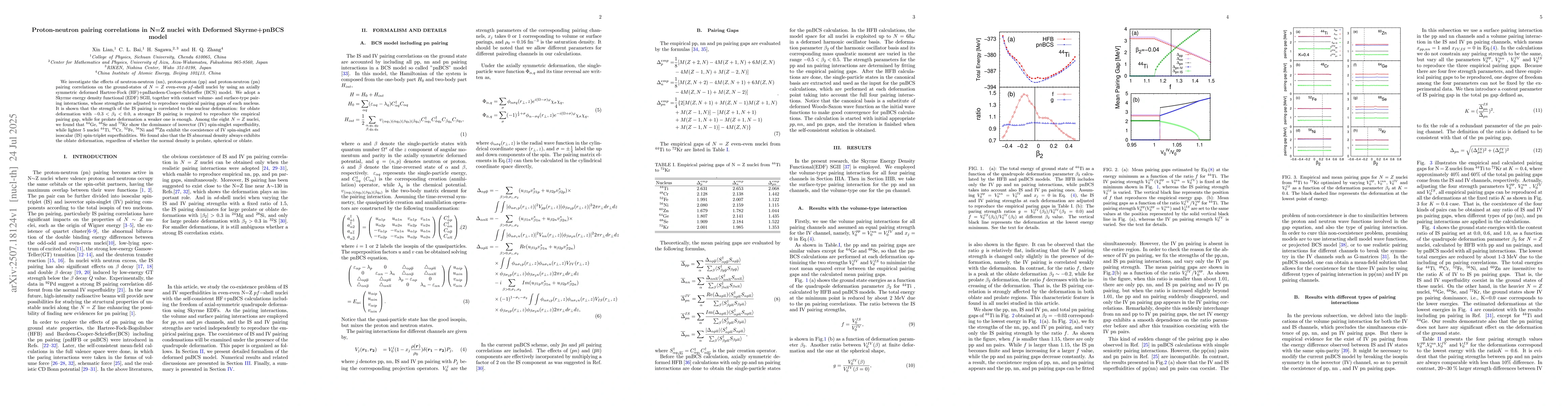 Thumbnail for Proton-neutron pairing correlations in N=Z nuclei with Deformed
  Skyrme+pnBCS model