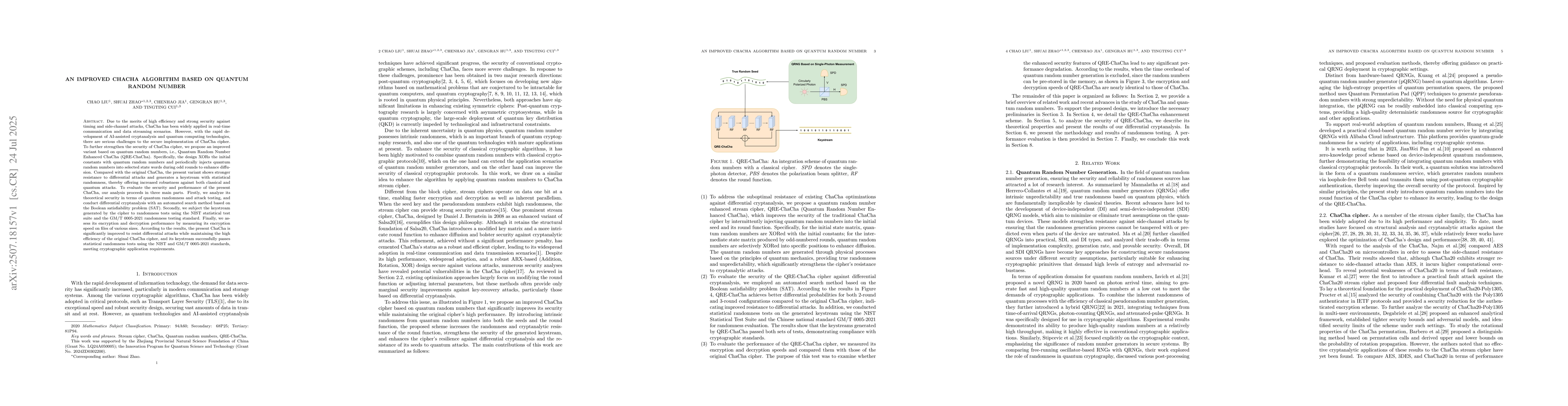 Thumbnail for An Improved ChaCha Algorithm Based on Quantum Random Number
